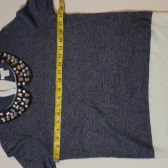J.Crew Wool Blend Striped Jeweled Peter Pan Collar Sweater Small - Picture 10 of 14